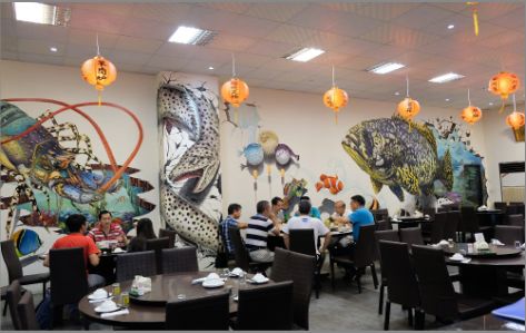 大余海鲜餐厅墙体彩绘